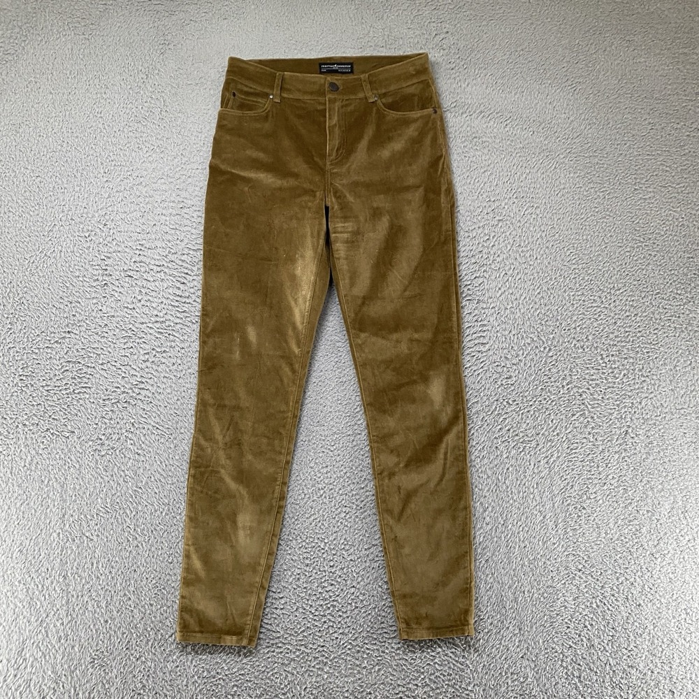 Peruvian Connection Velvet Pants Womens 6 Brown Skinny Stretch Fall Velveteen